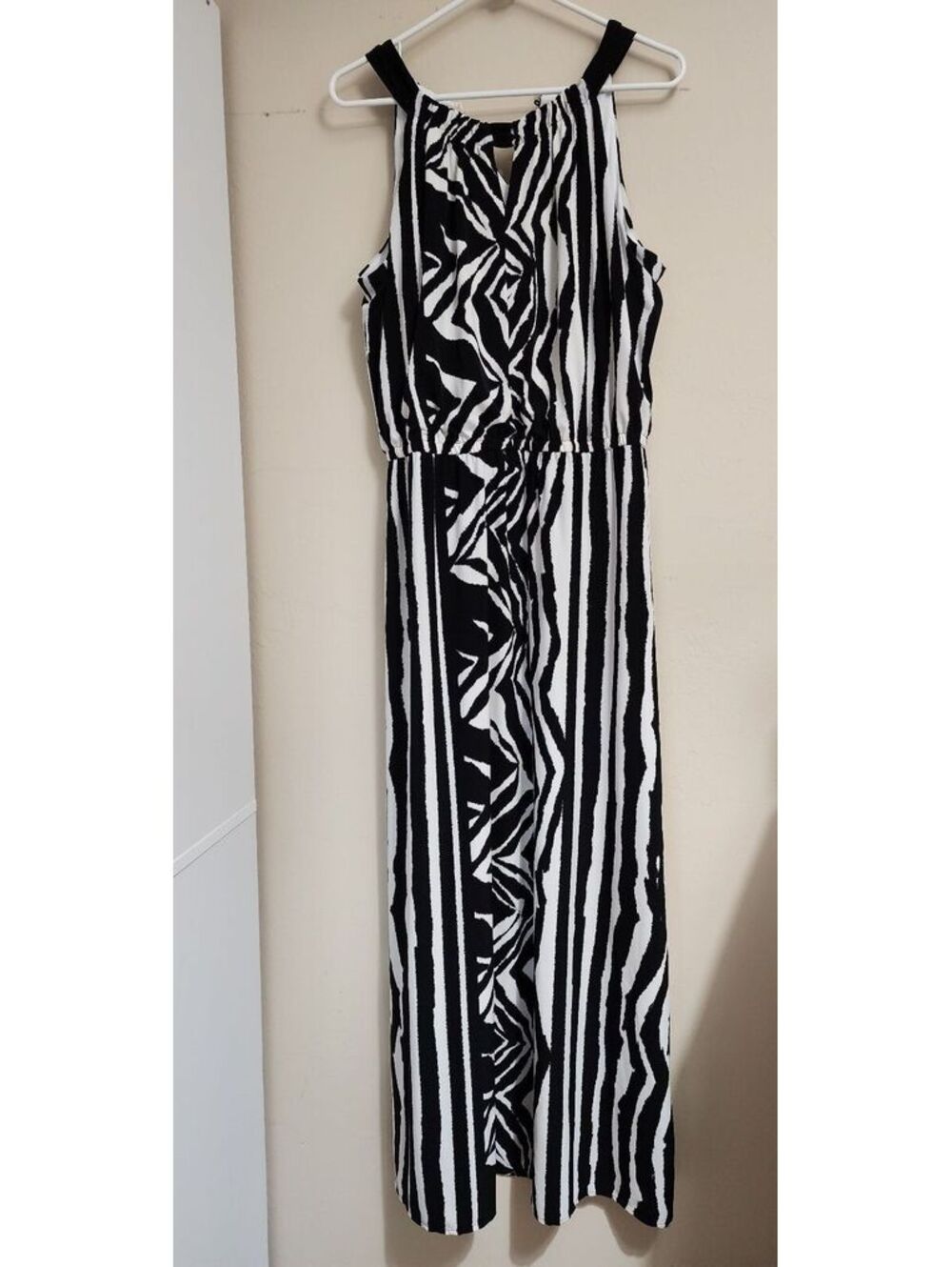 Chico's Collection Women's Black and White Zebra Print Maxi Dress Size 2